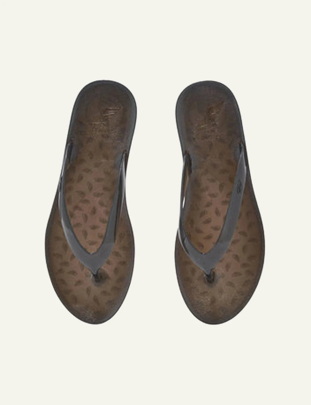 Ancient Greek Sandals jelly flip flop black minimal thong sandal top view