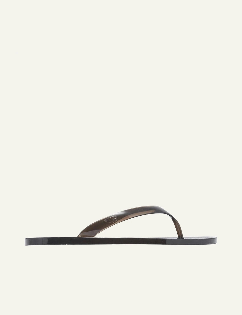 Ancient Greek Sandals jelly flip flop black minimal thong sandal side view