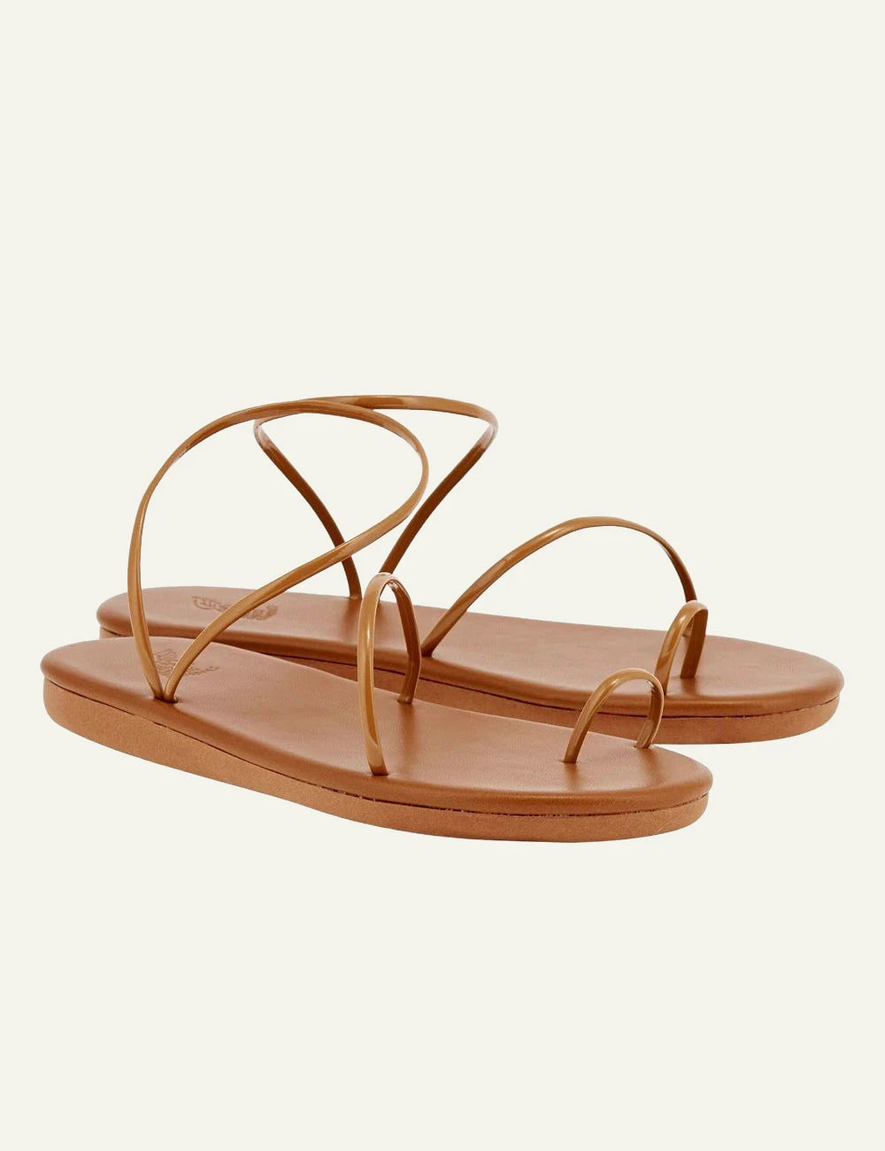 Ancient Greek Sandals Kansiz caramel minimal strappy flat sandal profile view