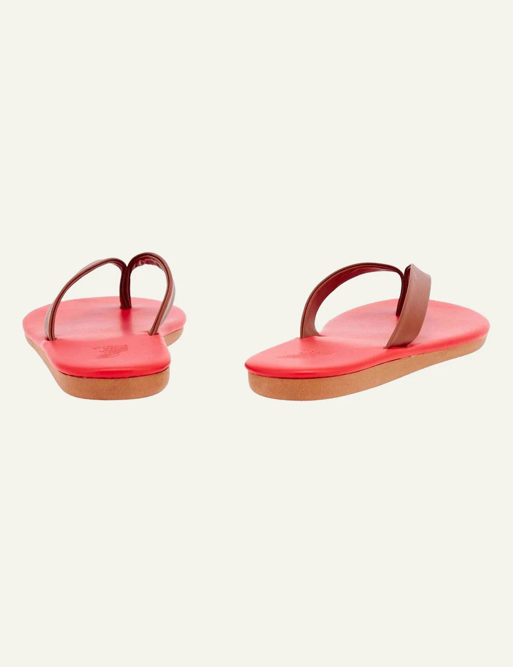 Ancient Greek Sandals Saionara cotto red thong sandal me leather strap back view
