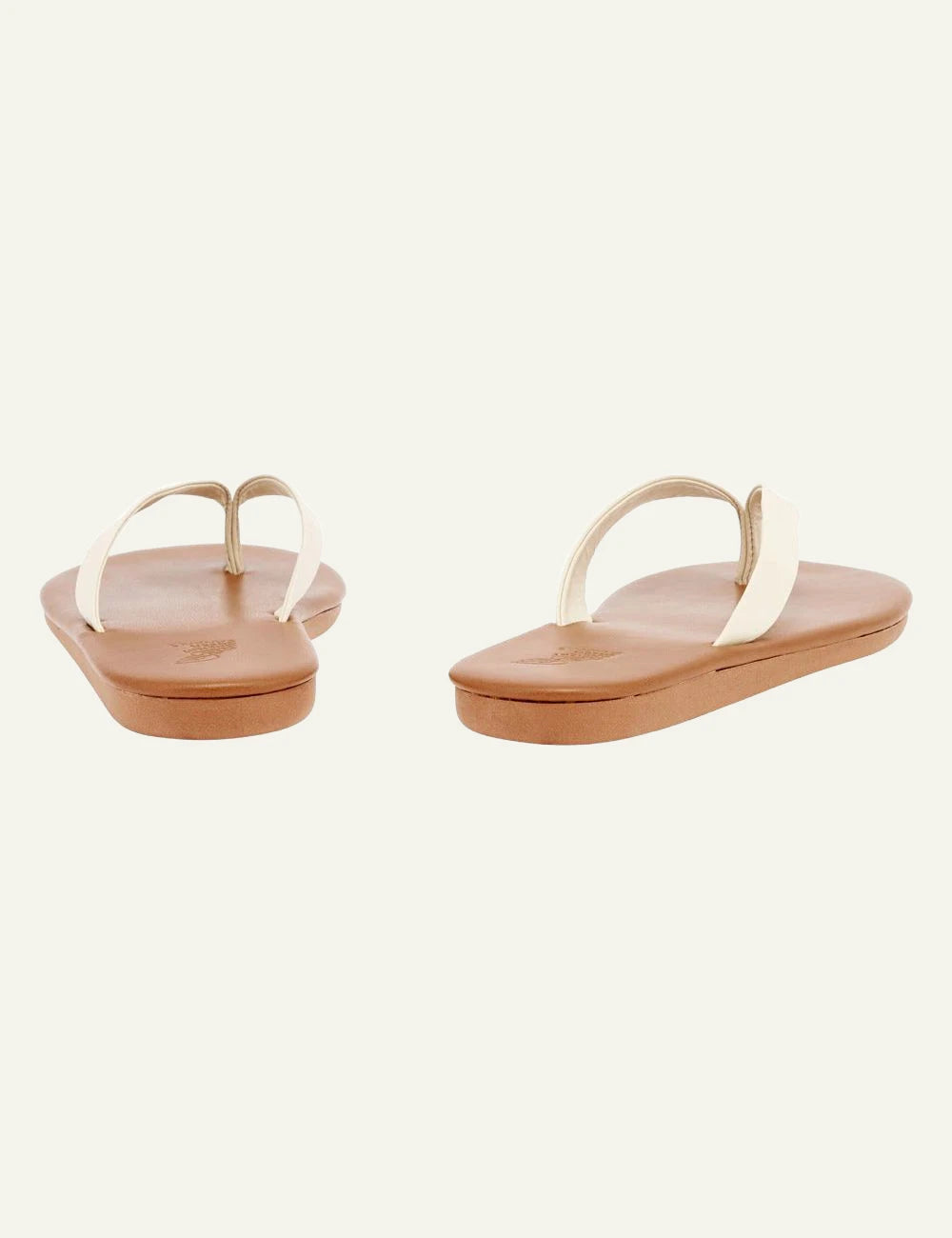 Ancient Greek Sandals Saionara off white cotto thong sandal me leather strap back view
