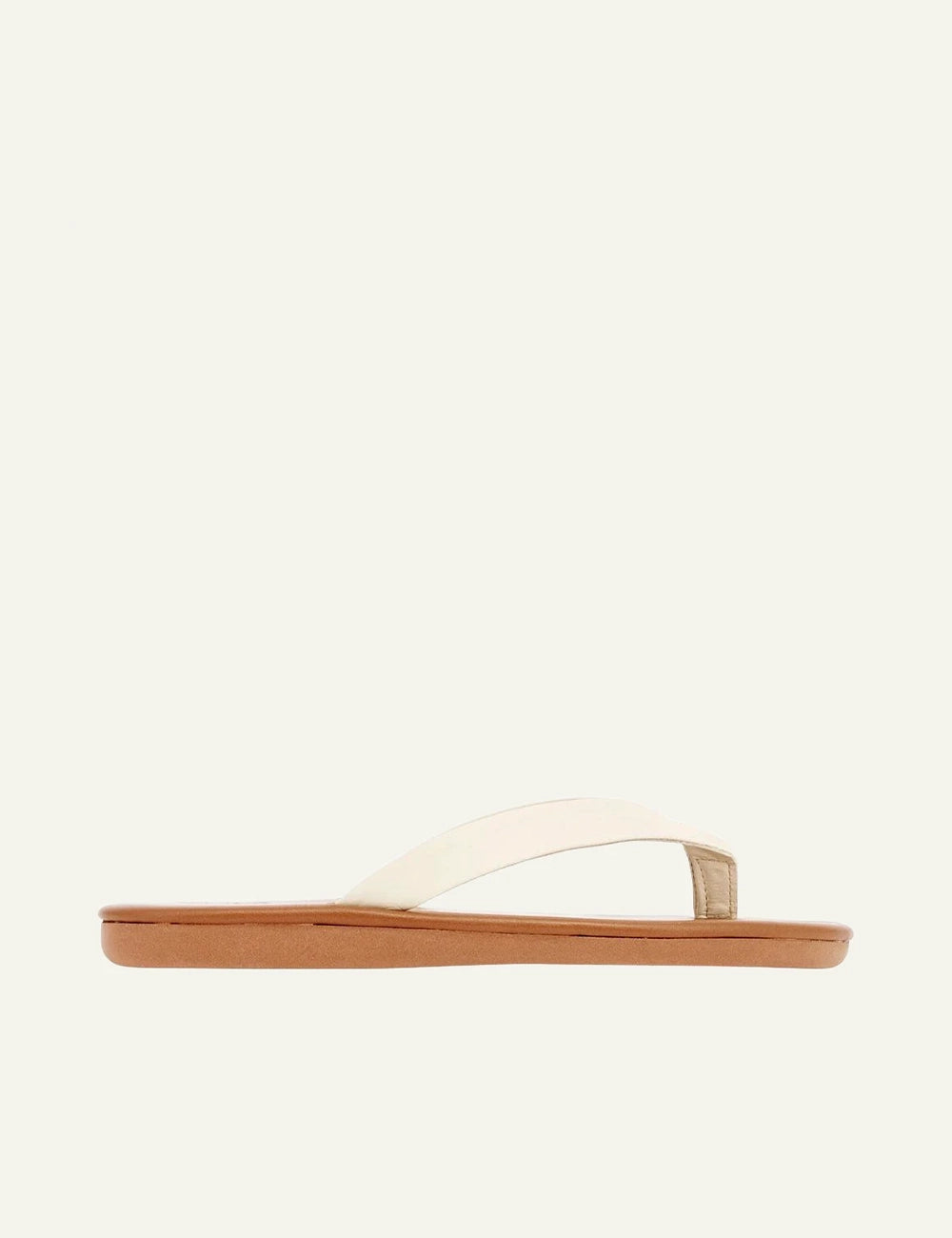 Ancient Greek Sandals Saionara off white cotto thong sandal me leather strap side view