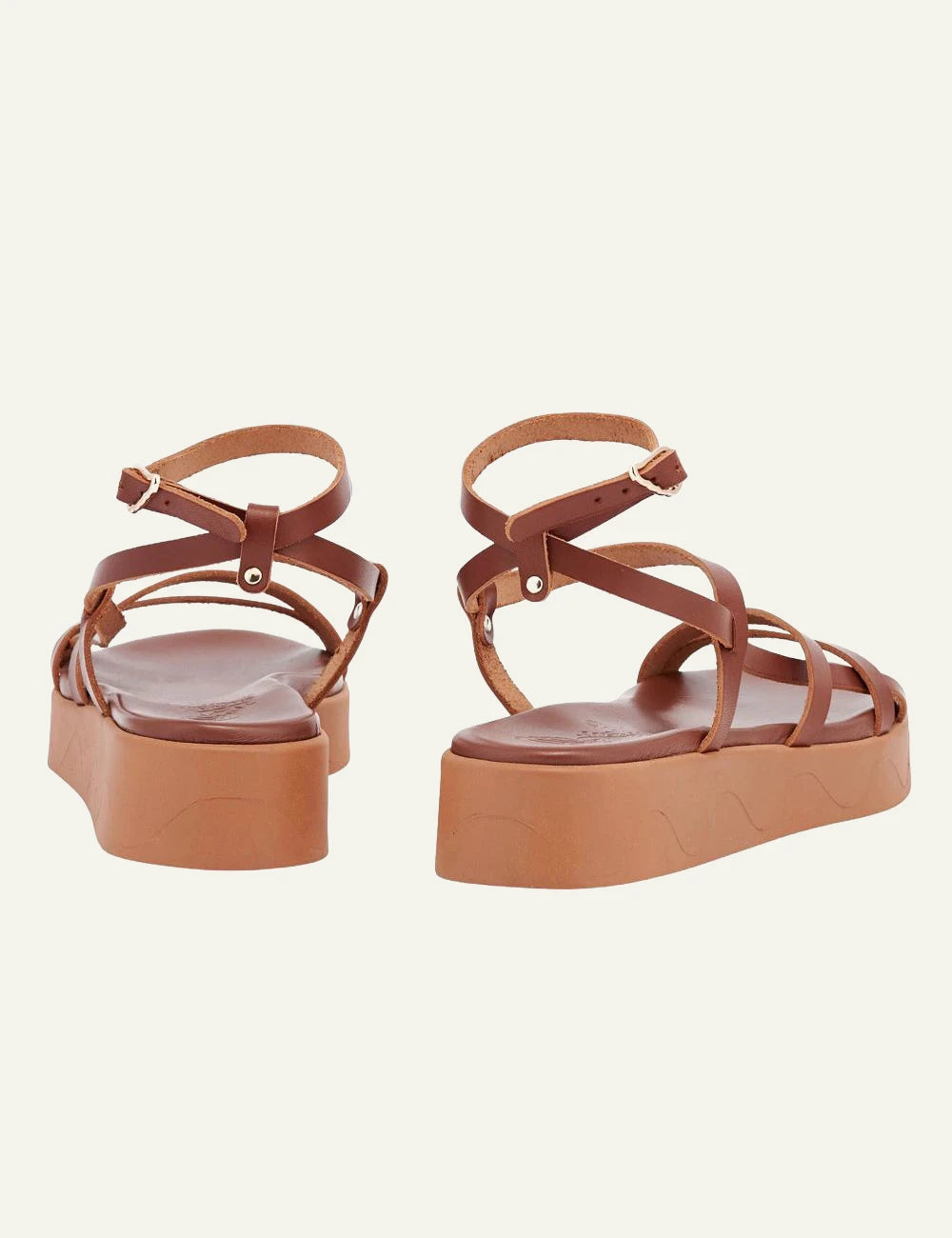 Ancient Greek Sandals Stiliani natural cotto strappy sandal me ankle strap platform back view