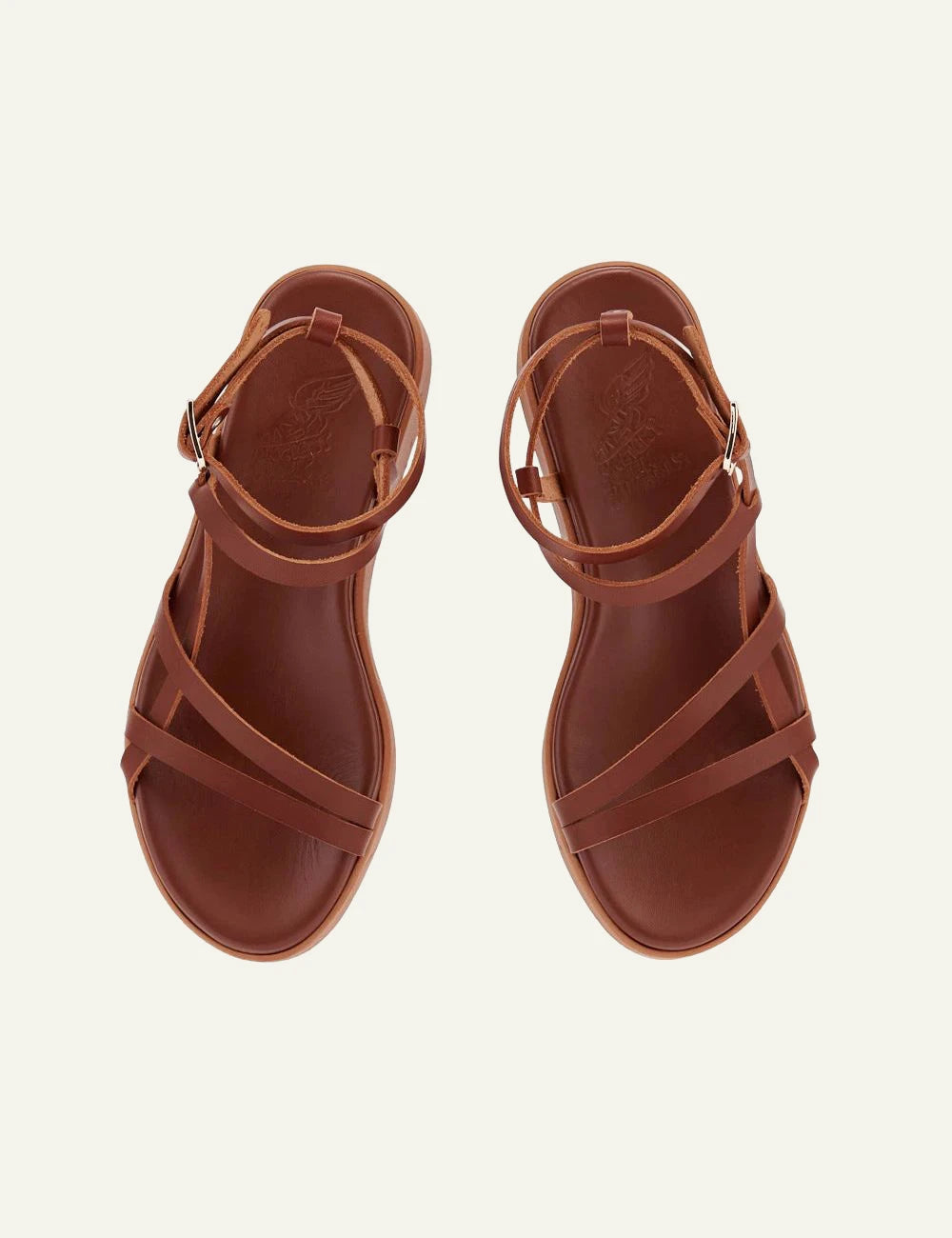 Ancient Greek Sandals Stiliani natural cotto strappy sandal me ankle strap platform top view