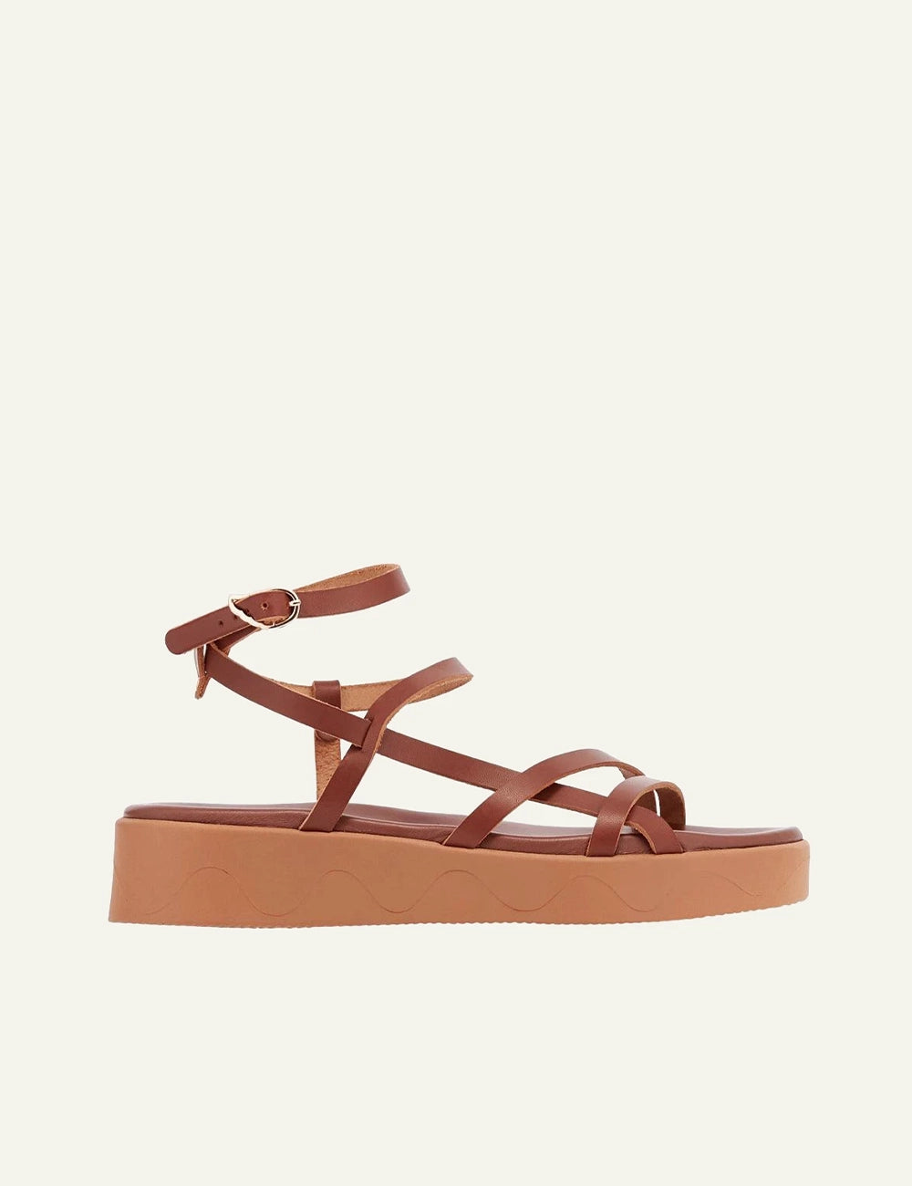 Ancient Greek Sandals Stiliani natural cotto strappy sandal me ankle strap platform side view