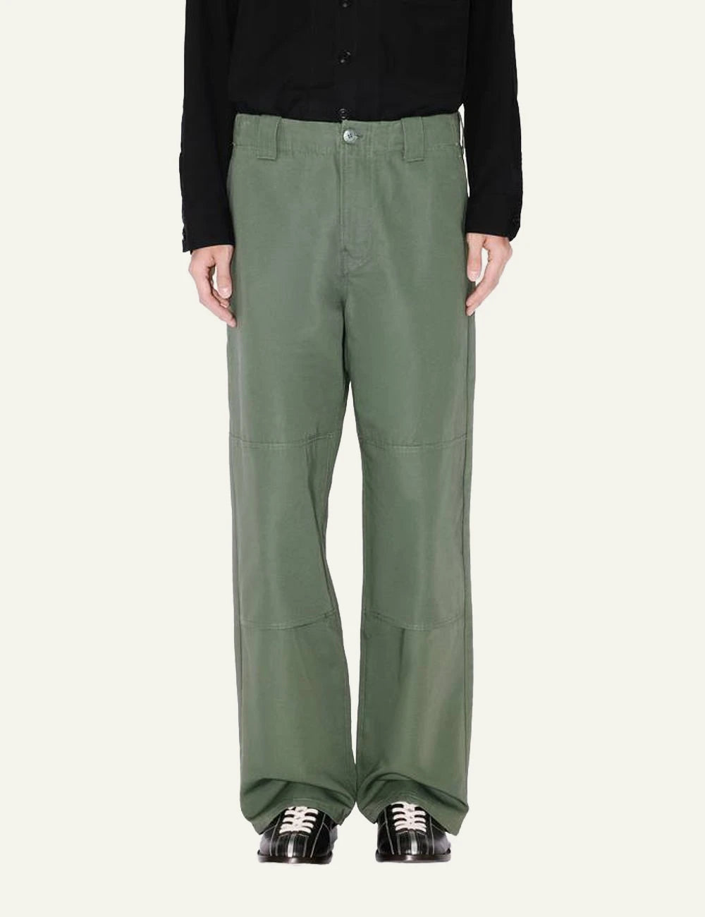 Kenzo double knee chino pants green front look