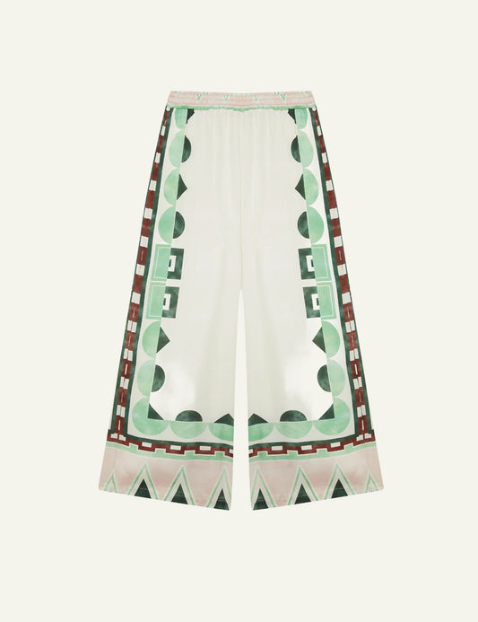 Anonyme wide leg pants multicolor geometric print front flat view