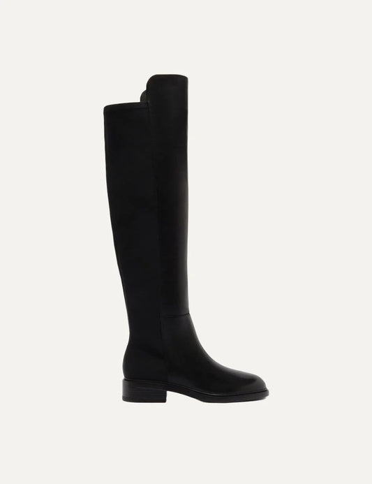  Arezzo Women’s Black Leather Over-the-Knee Block-Heel Boots side view