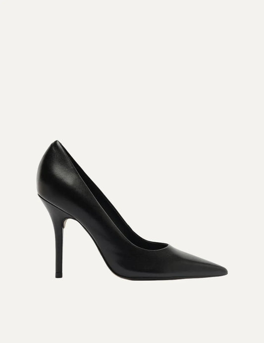 Arezzo Women’s Black Leather Pointed-Toe Stiletto Pumps side view