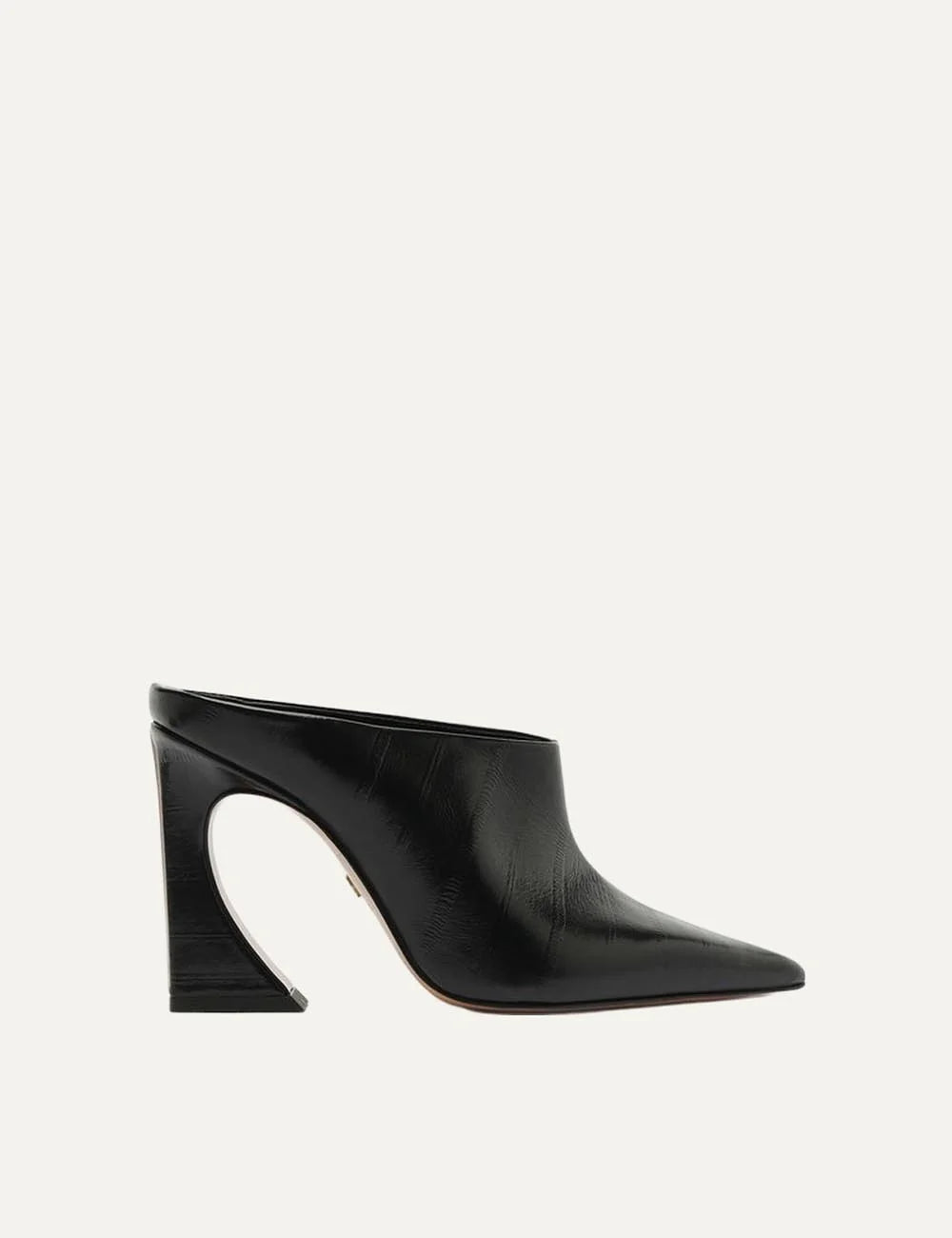 Arezzo Women’s Black Textured Leather Flared-Heel Mules side view
