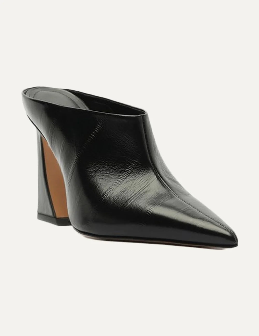 Arezzo Women’s Black Textured Leather Flared-Heel Mules front angle view