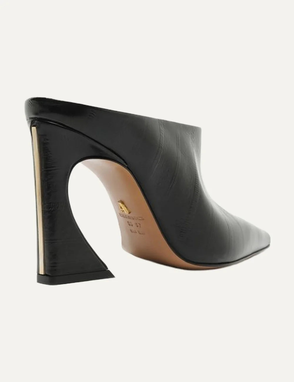 Arezzo Women’s Black Textured Leather Flared-Heel Mules back view