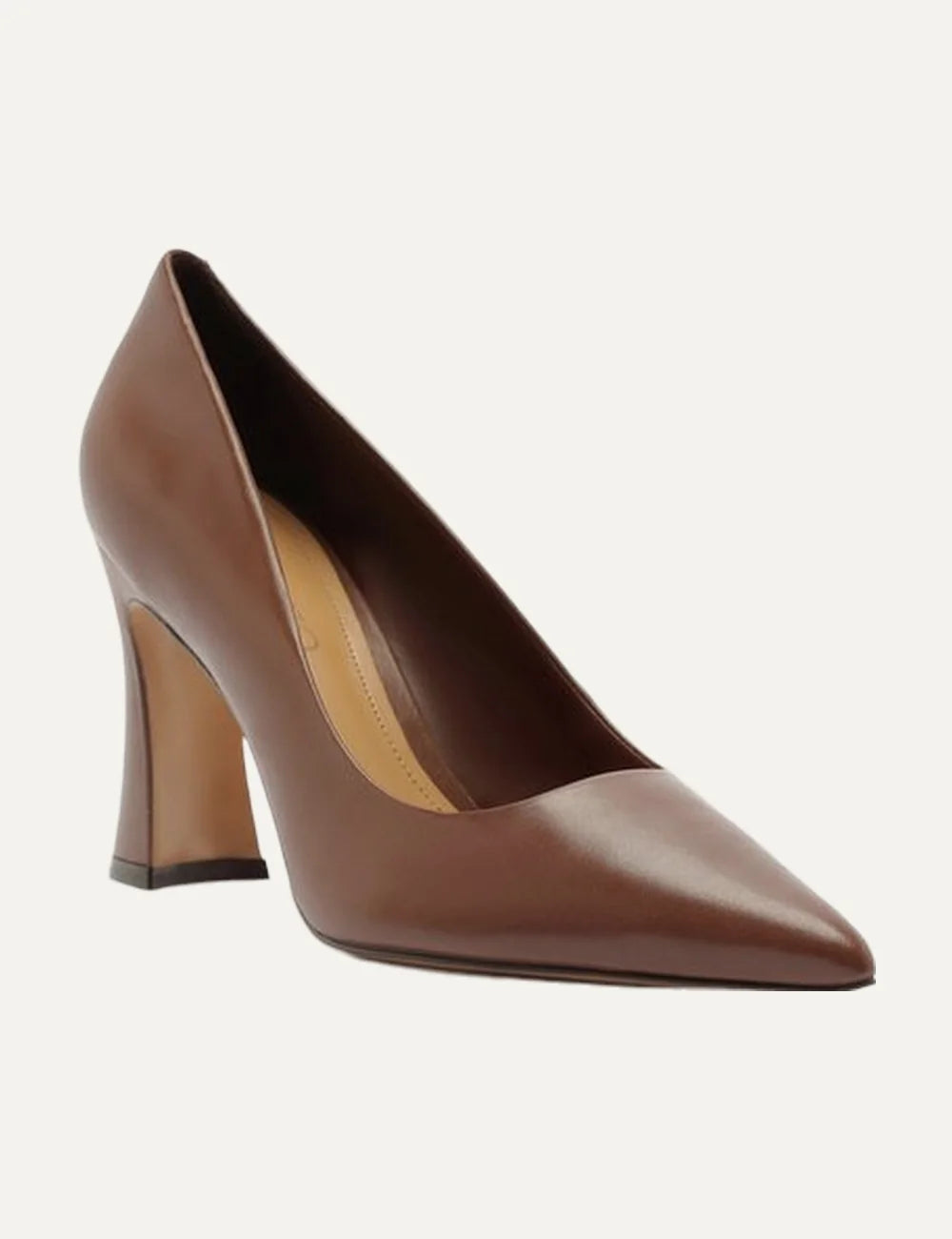 Arezzo women's brown leather pointed pumps with high flare heel 