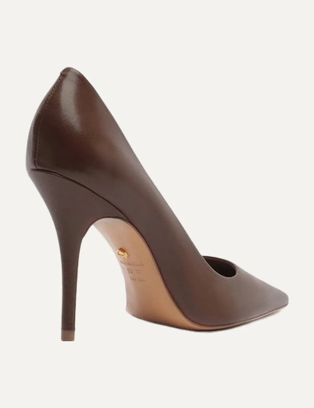 Arezzo Women’s Brown Leather Pointed-Toe Stiletto Pumps back angle view