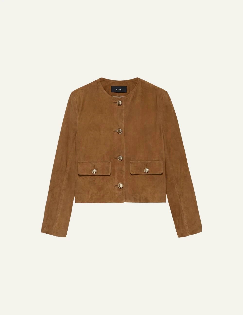 ARMA Lorenne suede jacket whiskey front view