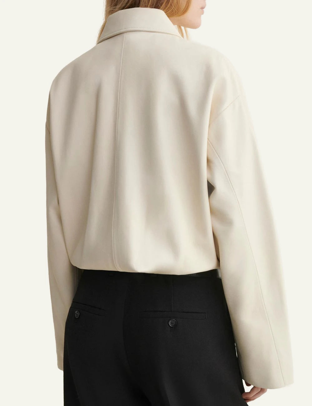 ARMA Loua leather jacket ecru back view zip jacket