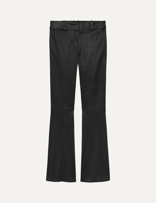 ARMA women's black lamb leather flare trousers