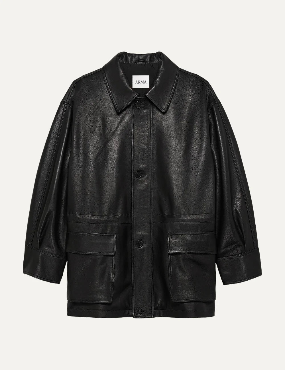 ARMA women's black sheep leather field jacket with front pockets
