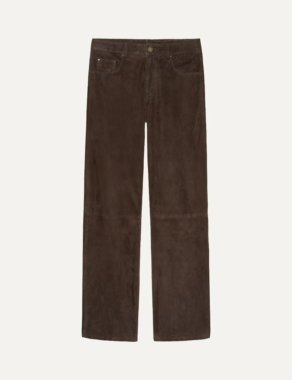 ARMA women's brown suede leather straight leg trousers