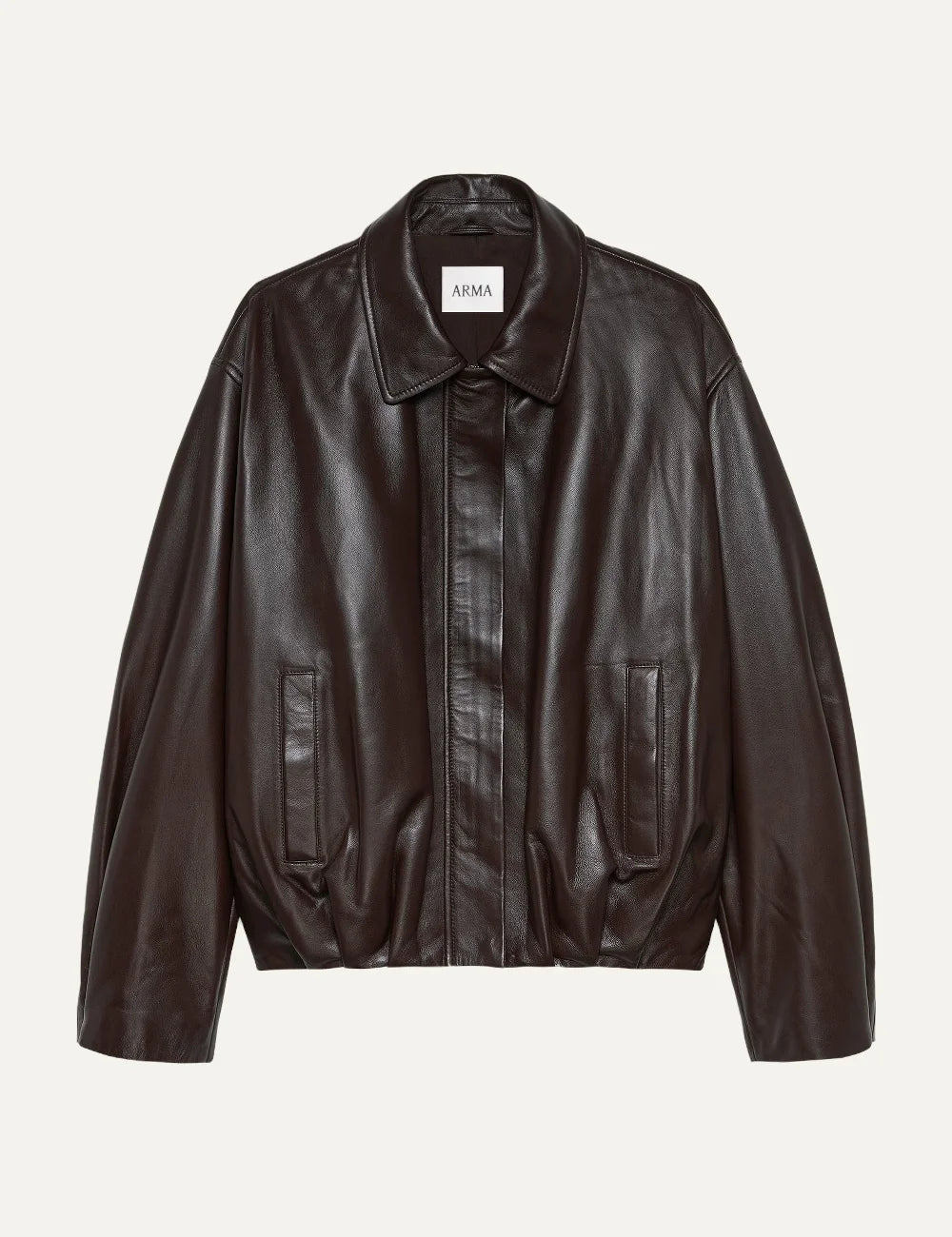 ARMA women's dark brown lamb leather jacket with elasticated hem