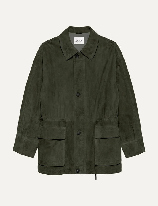ARMA women's dark green lamb leather jacket with front pockets