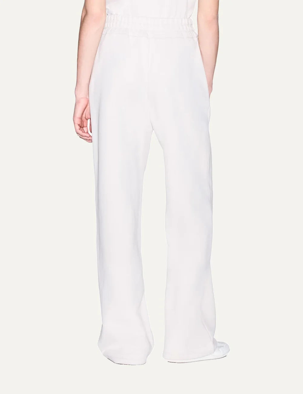 Women's Armani Exchange dark brown cotton wide-leg sweatpants with high elasticated waist, side pockets and logo detail back