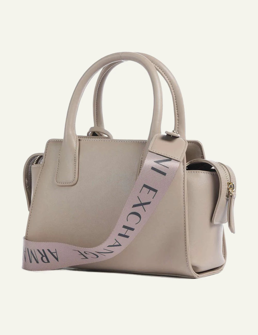 armani exchange beige mini shopping bag AX logo back view