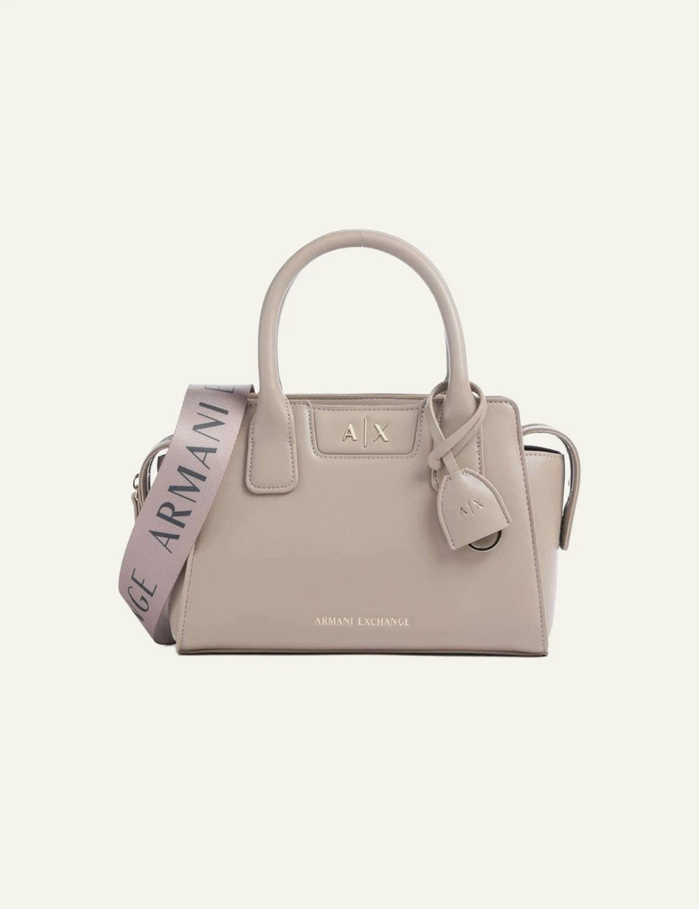 armani exchange beige mini shopping bag AX logo front view