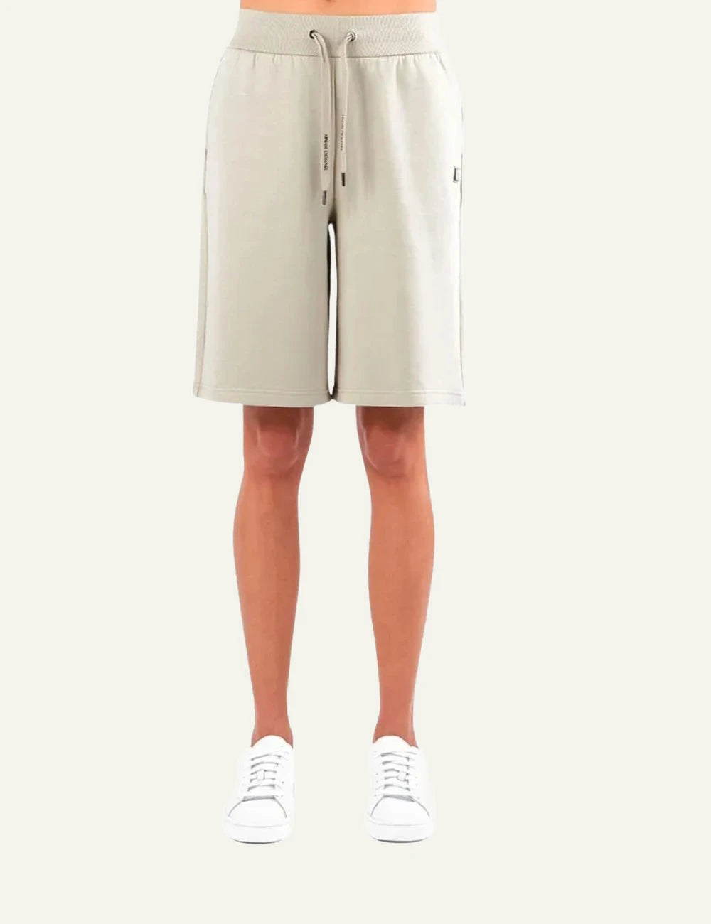 armani exchange beige sweat bermuda shorts front view