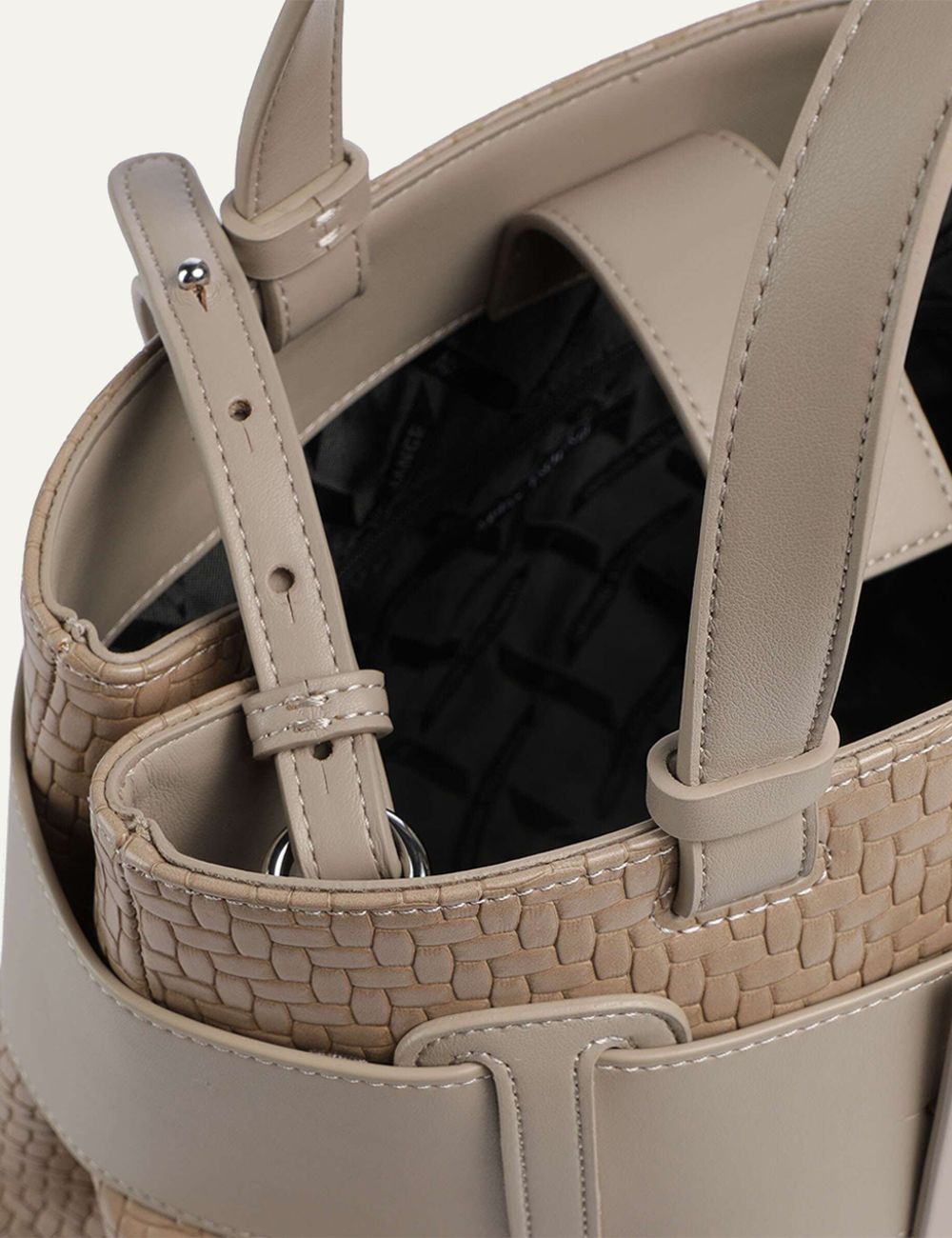 armani exchange beige textured shopping bag AX logo top view