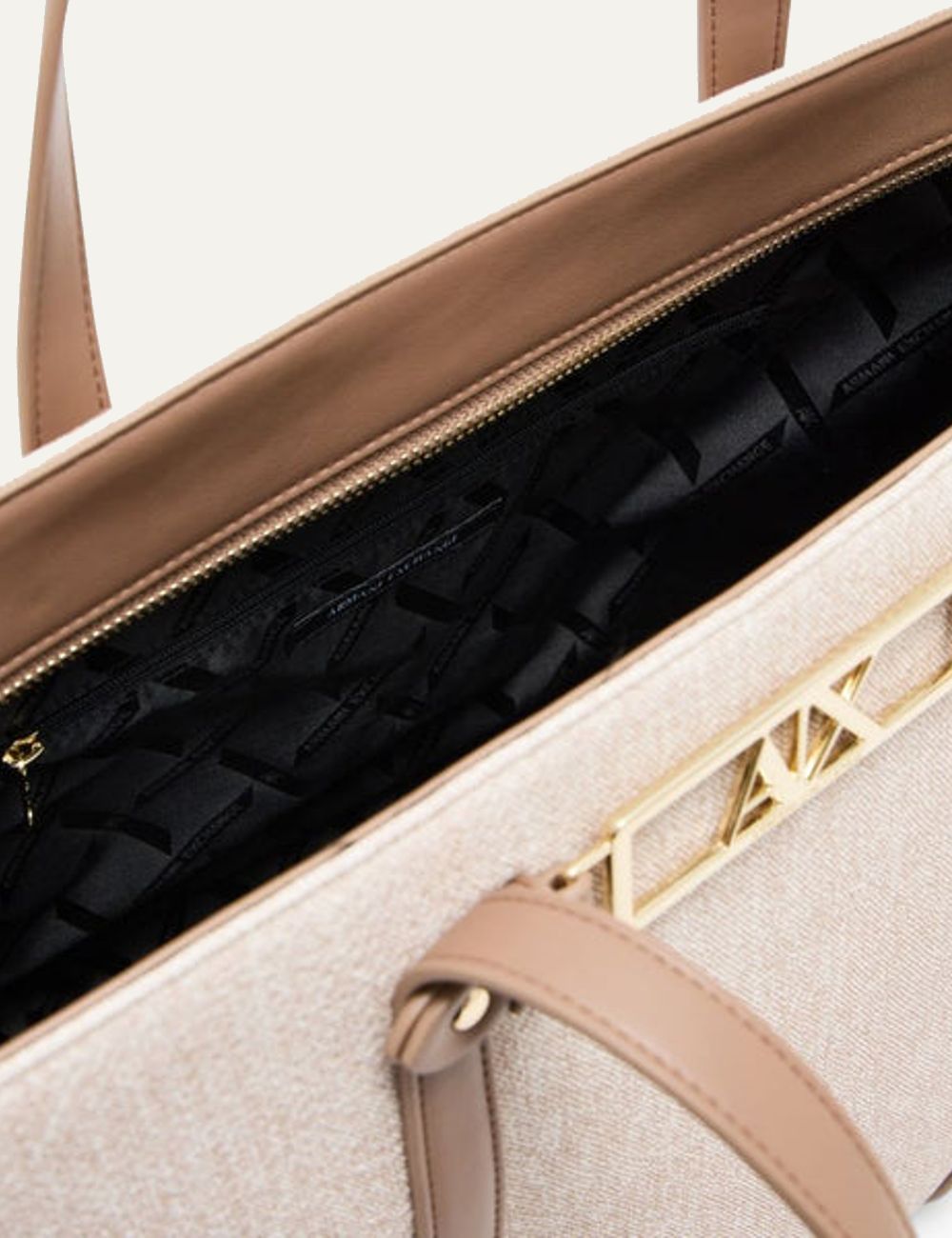 armani exchange beige tote bag ax logo top view
