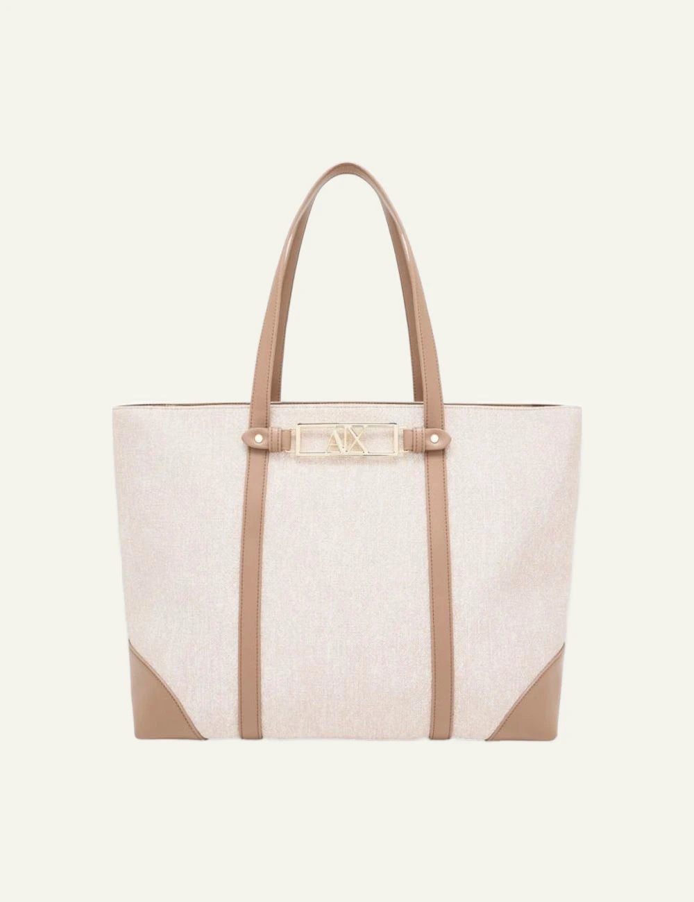 armani exchange beige tote bag ax logo front view