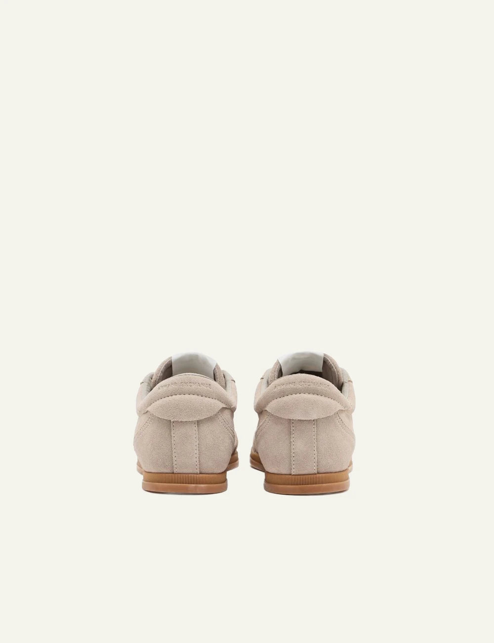 armani exchange beige suede sneakers back view