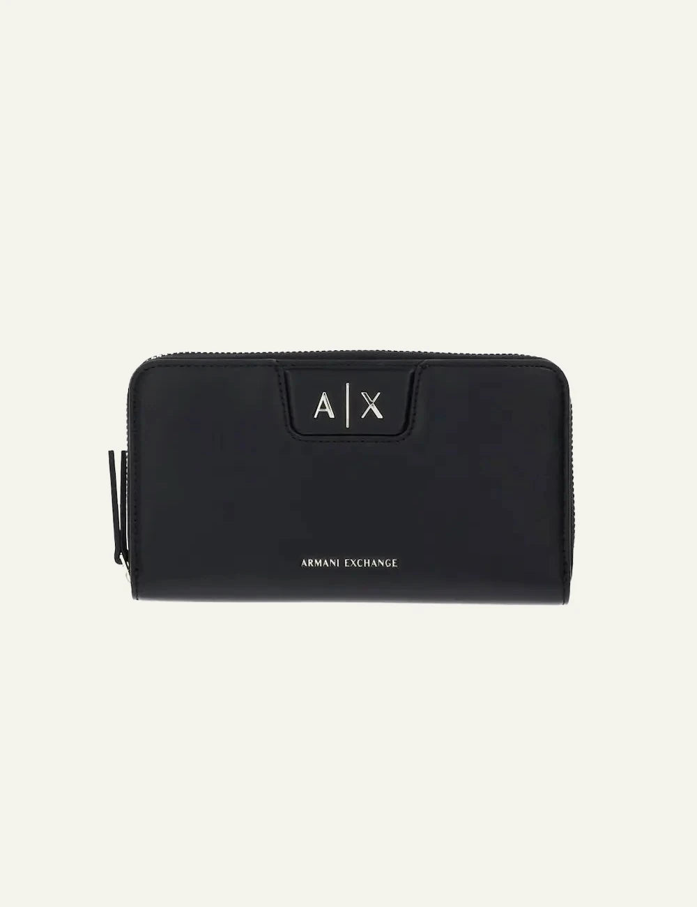 armani exchange black zip wallet ax logo front view