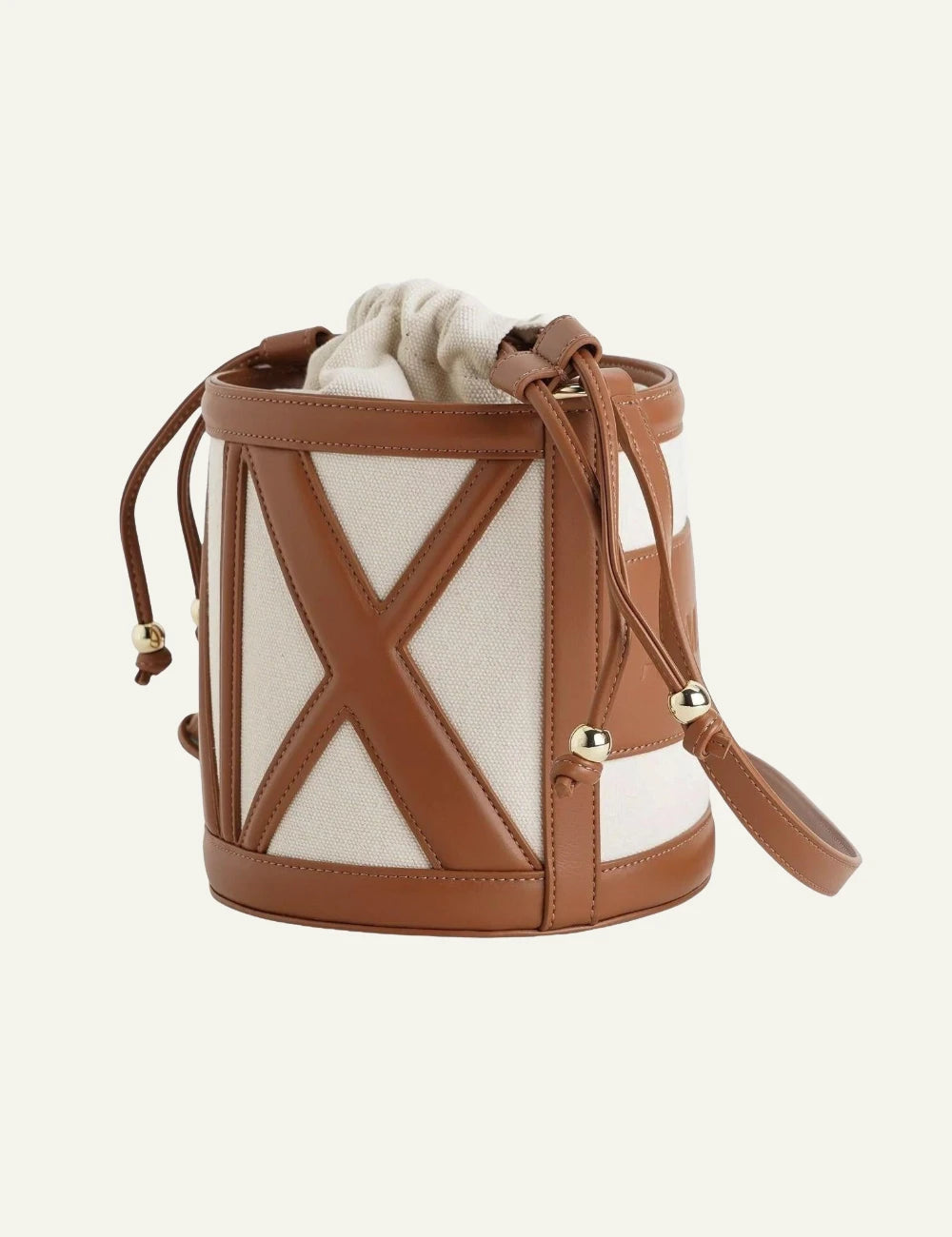 armani exchange canvas bucket bag beige and brown sode view