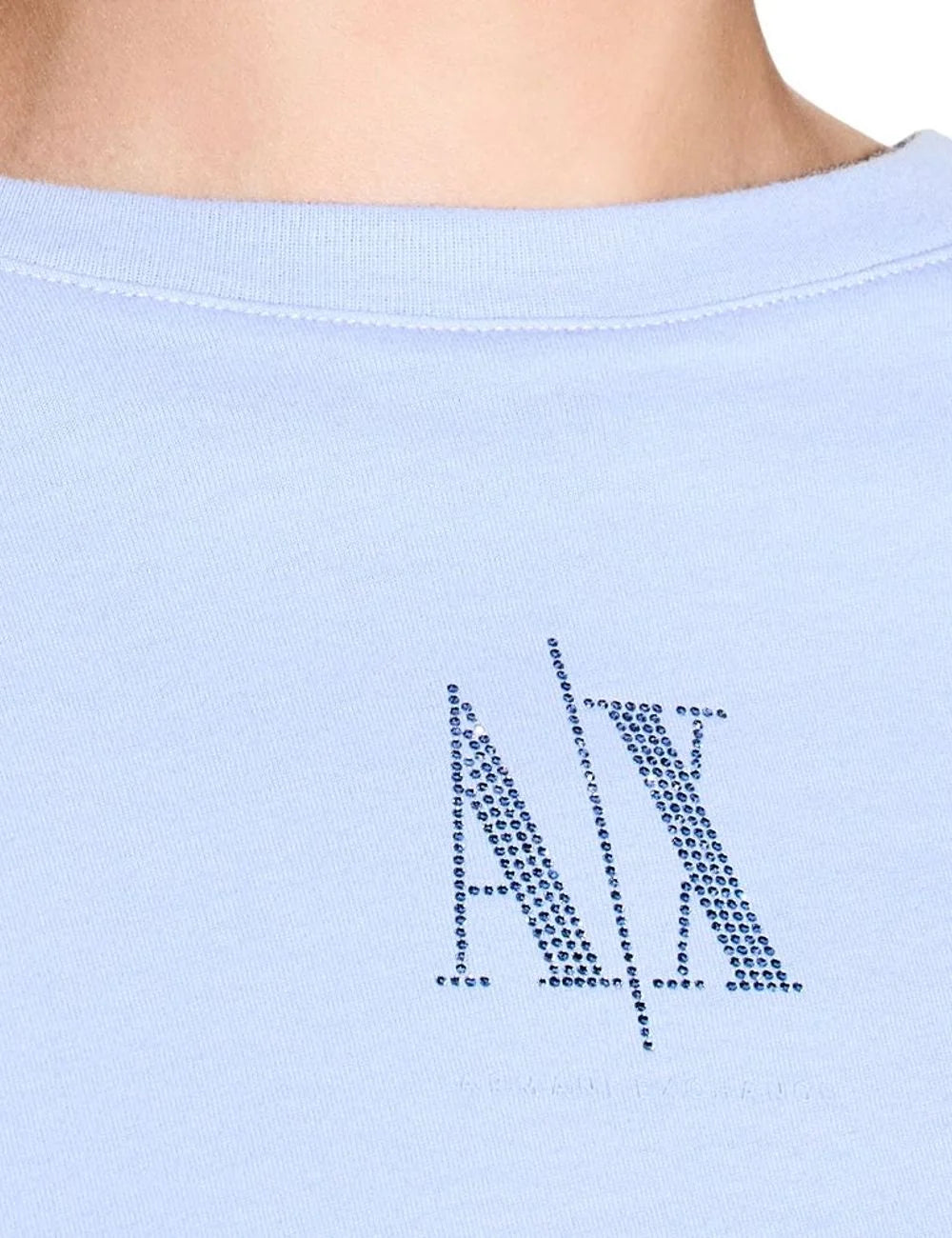 Armani Exchange ciel t-shirt AX logo front detail view
