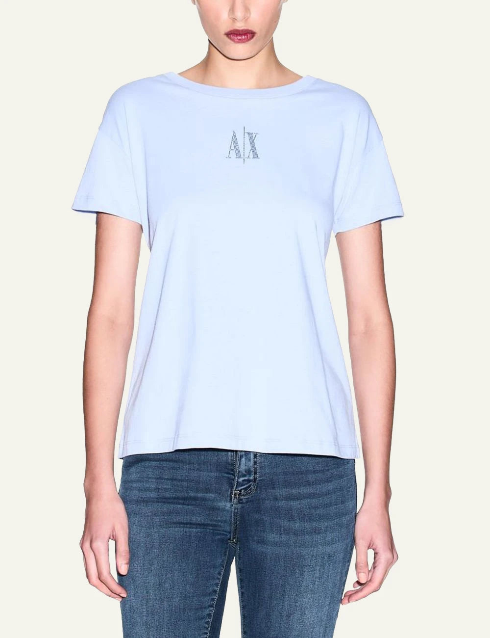 Armani Exchange ciel t-shirt AX logo front model view