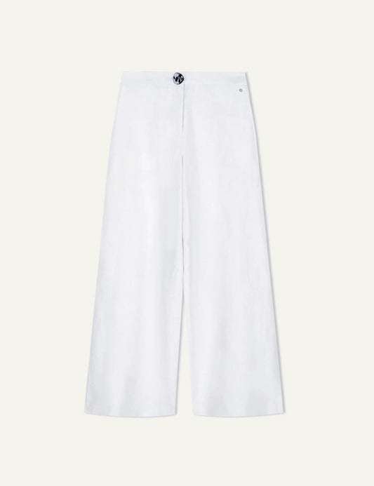 armani exchange white palazzo pants front view