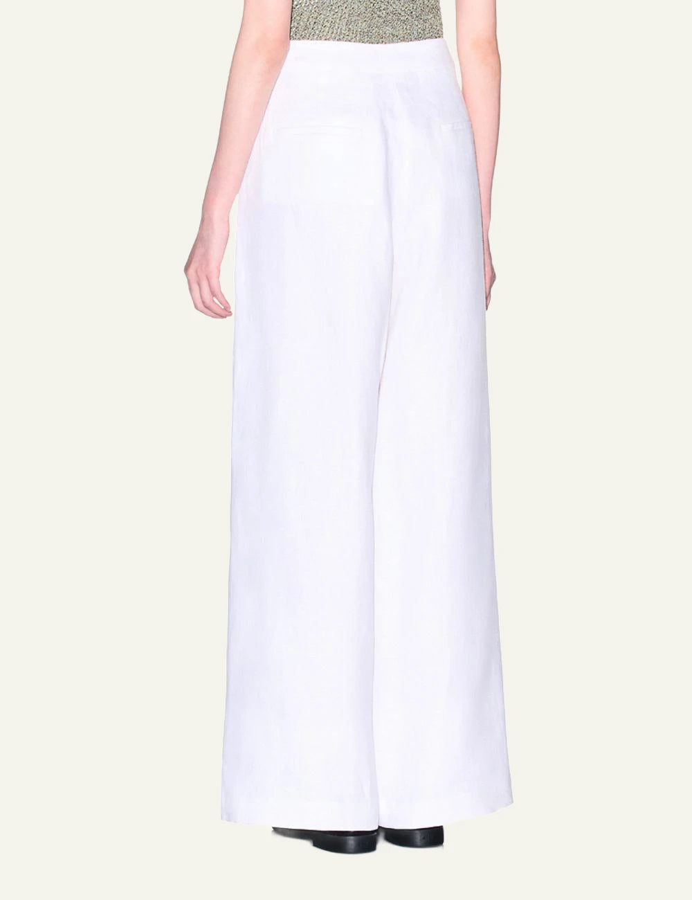 armani exchange white palazzo pants back view