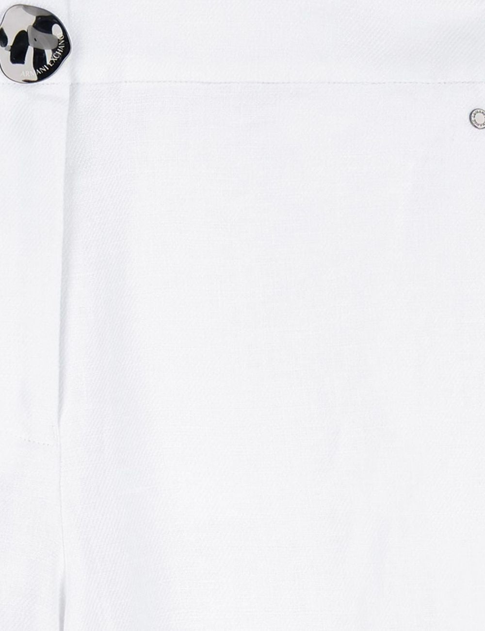 armani exchange white palazzo pants front detail view