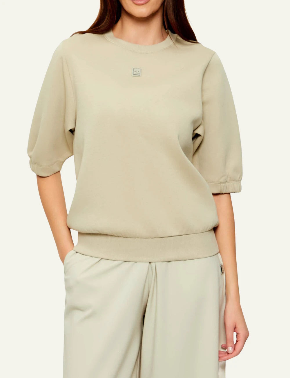 armani exchange white boxy sweatshirt AX logo front view