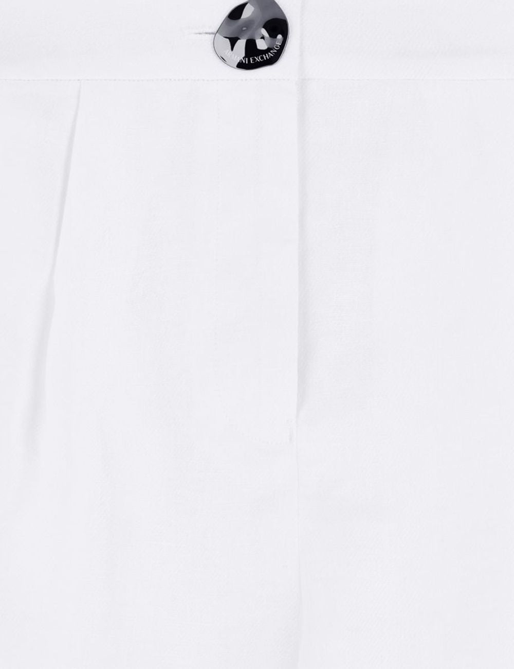 armani exchange white linen shorts front detail view