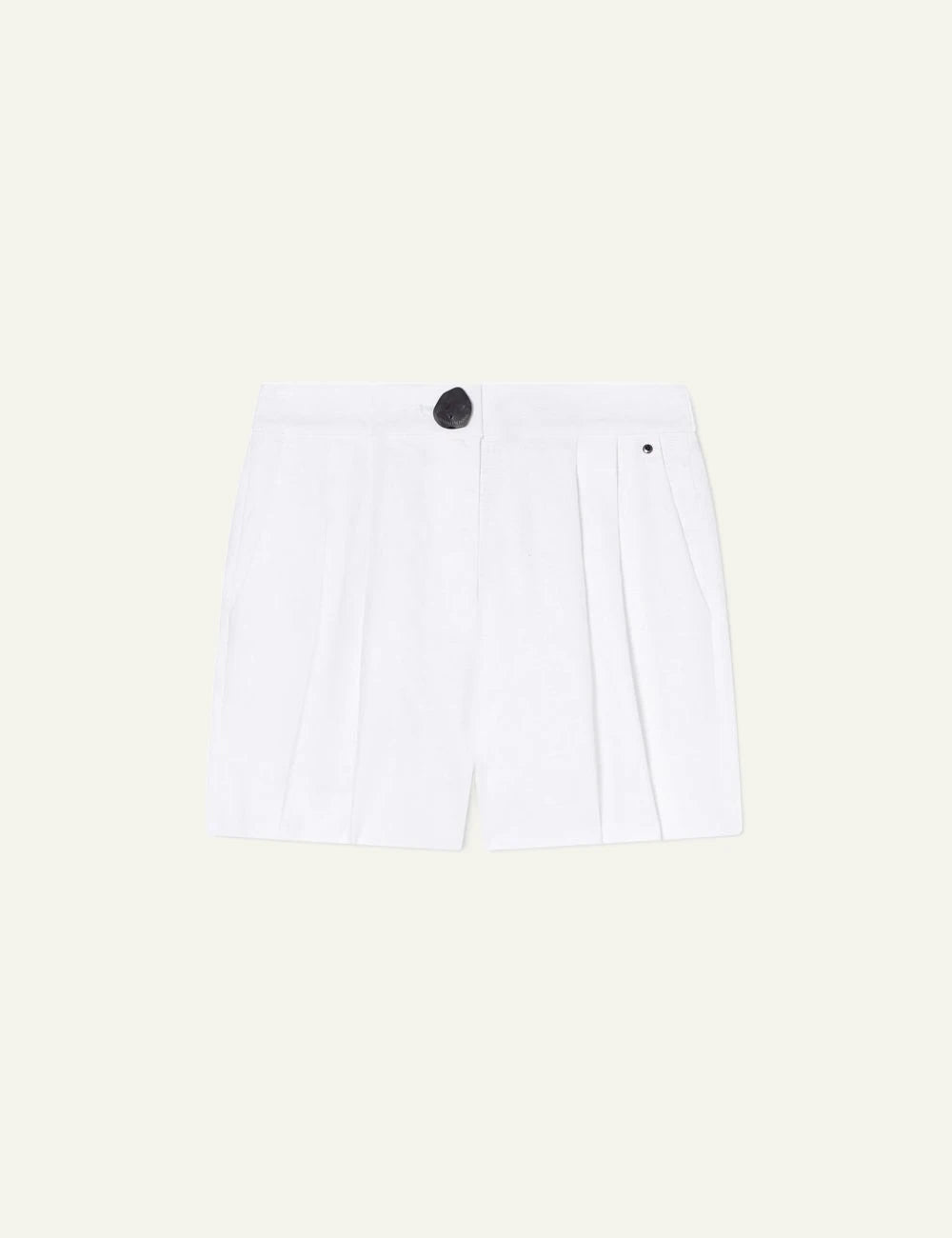 armani exchange white linen shorts front view