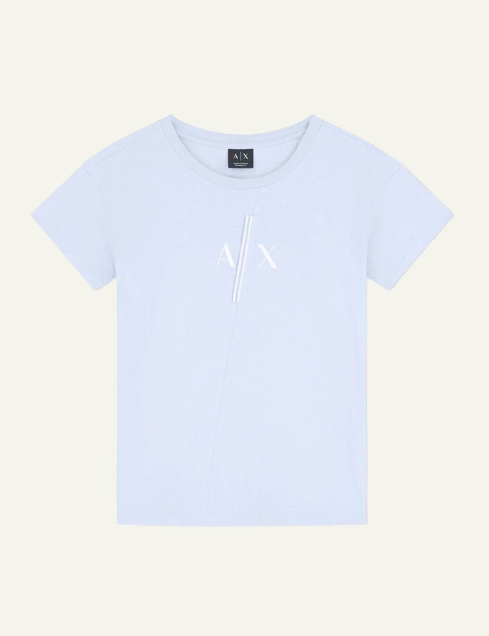 armani exchange light blue cotton t-shirt AX logo front view