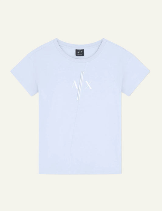 armani exchange light blue cotton t-shirt AX logo front view