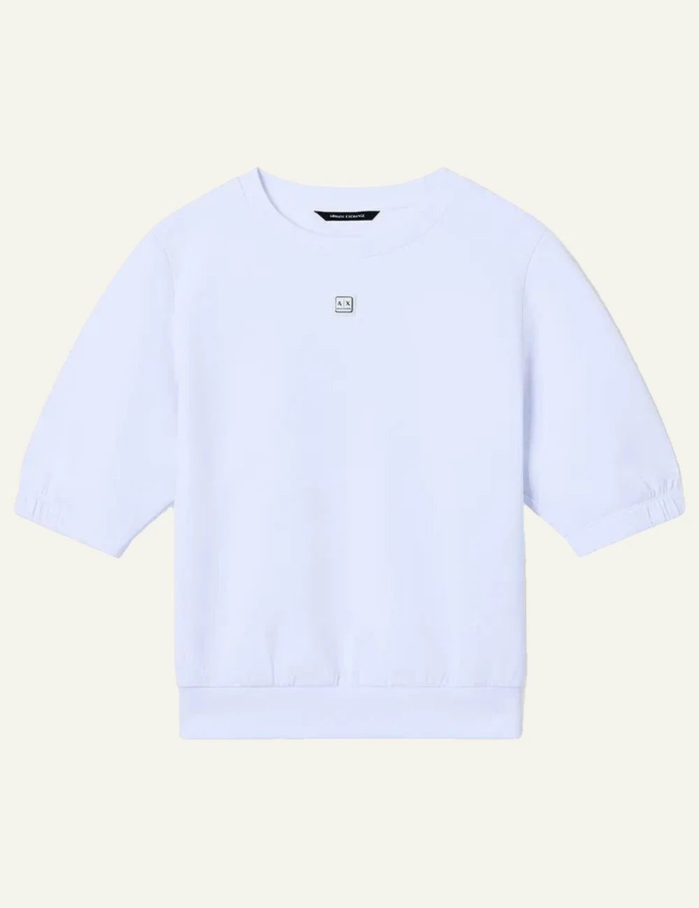 armani exchange white boxy sweatshirt AX logo front view