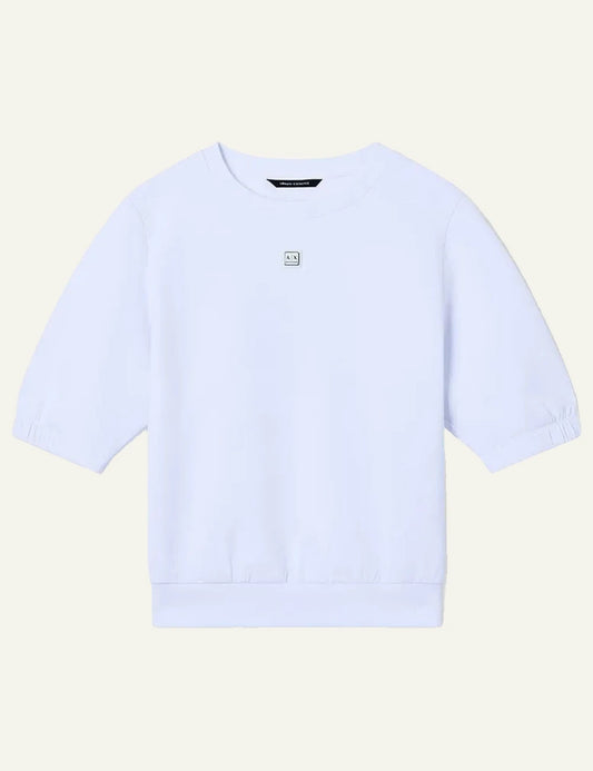 armani exchange white boxy sweatshirt AX logo front view