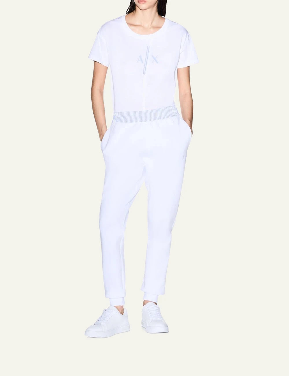 armani exchange white cotton t-shirt AX logo front full body view