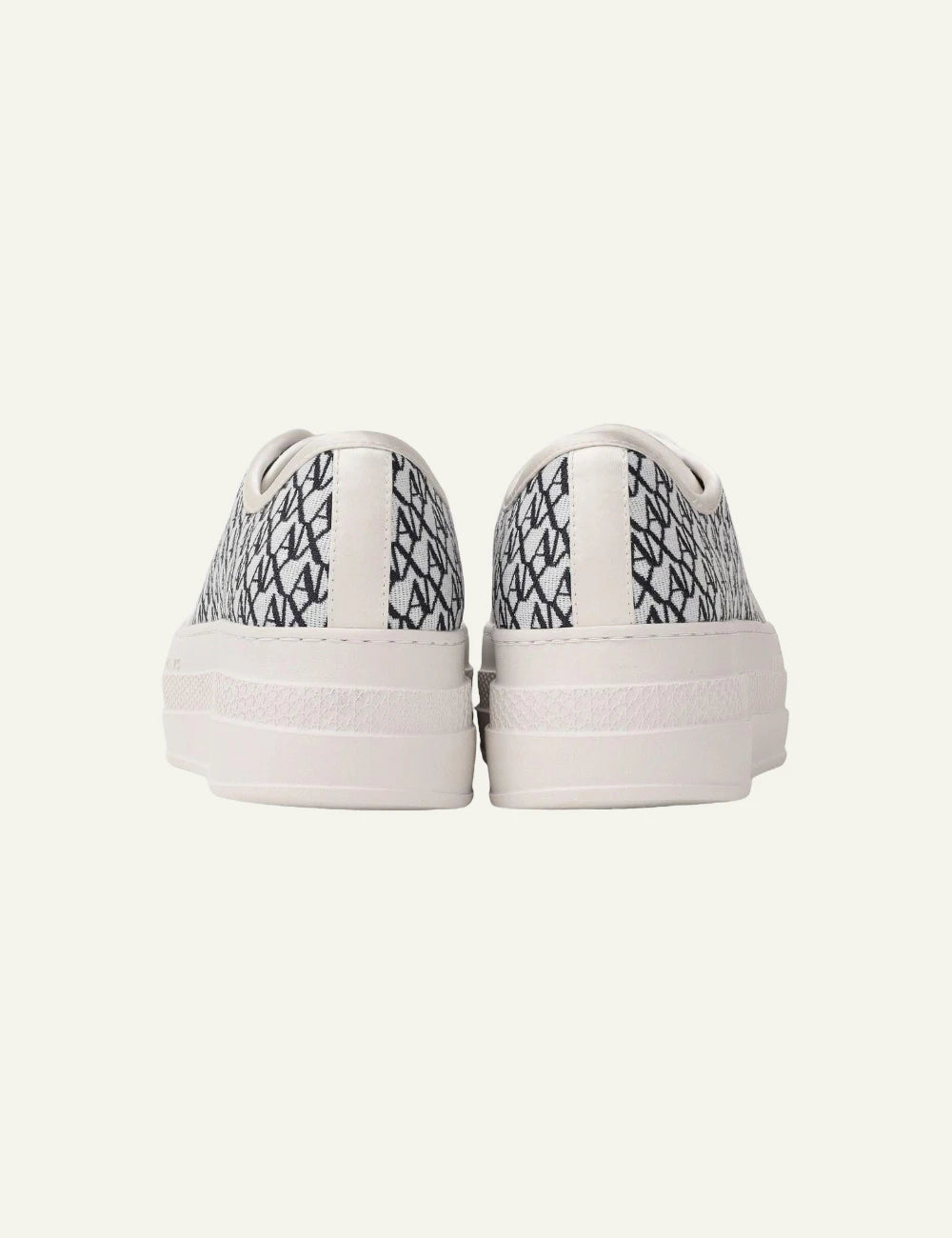 Armani Exchange platform sneakers white black logo print back view