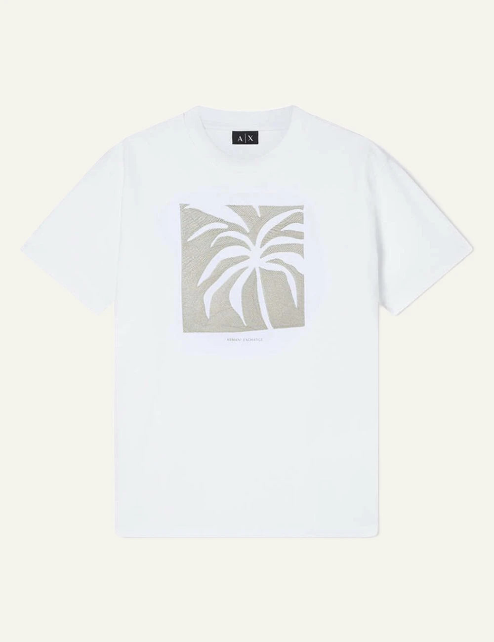 armani exchange white t-shirt palm print front view